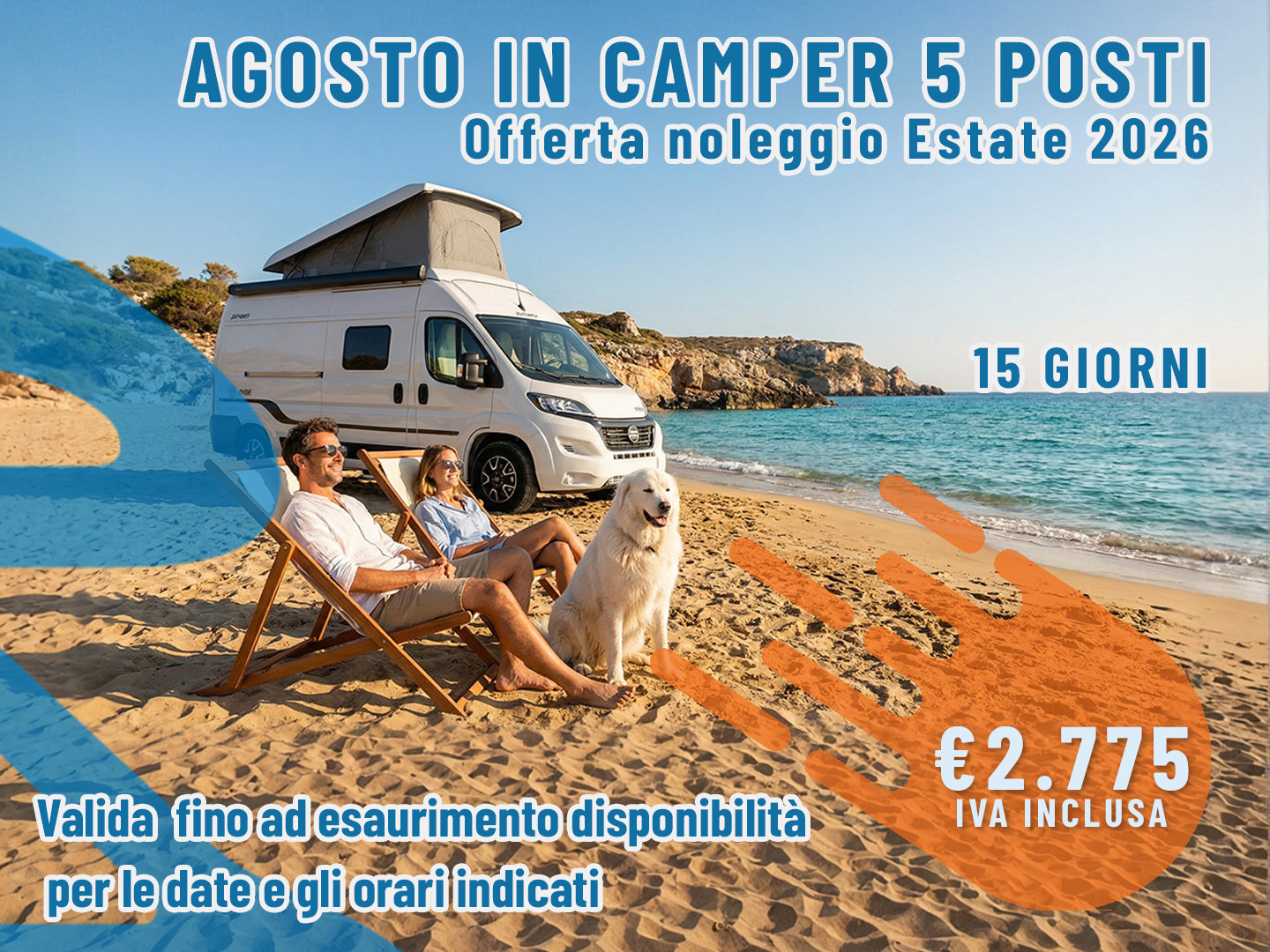 [Agosto] Offerta noleggio Camper: 15 giorni per 5 persone