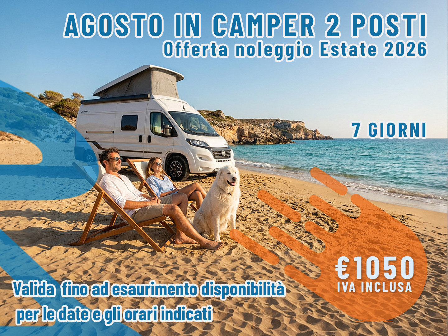 [Agosto] Offerta noleggio Camper: 7 giorni per 2 persone