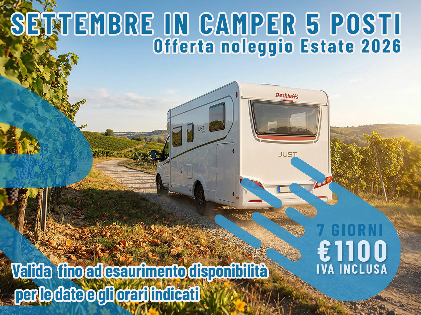 [Settembre] Offerta noleggio Camper: 7 giorni per 5 persone
