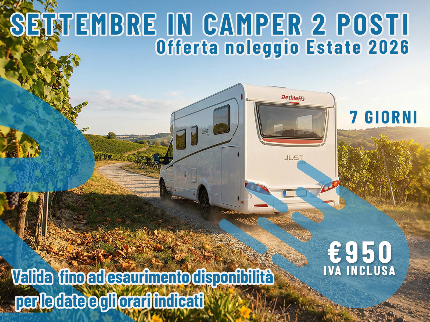 [Settembre] Offerta noleggio Camper: 7 giorni per 2 persone