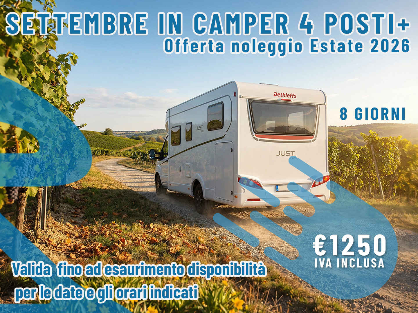 [Settembre] Offerta noleggio Camper: 8 giorni per 4 persone