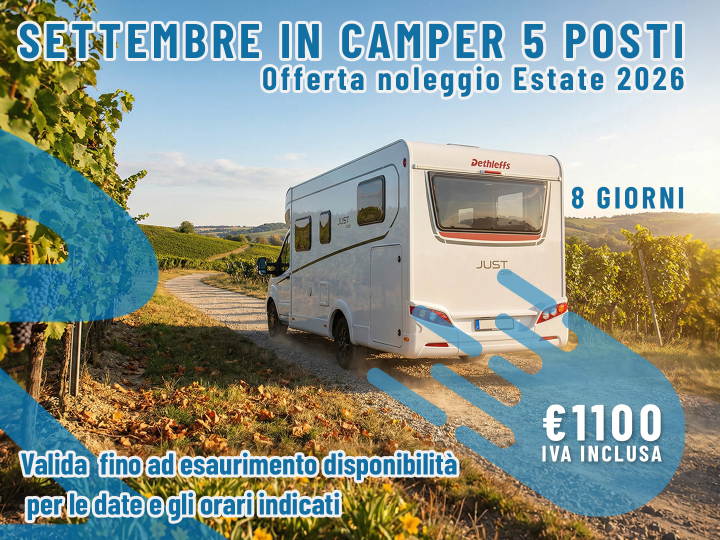 [Settembre] Offerta noleggio Camper: 8 giorni per 5 persone